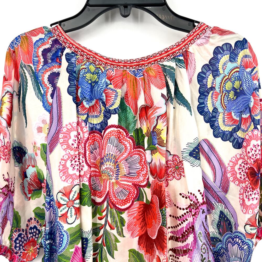 JOHNNY WAS Women's Avah Silk Blouse Medium Kallie Floral Button Down NWT - Picture 7 of 11